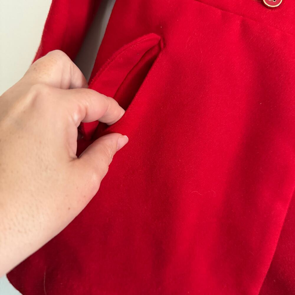 JANIE and JACK | Girl's Red Faux Fur Trimmed Scallop Detail Jacket 18-24 Months - Picture 4 of 8
